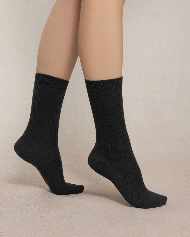 CHAUSSETTES LAINE & SOIE À CÔTES