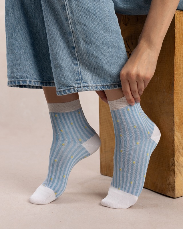 SOCQUETTES FIL D'ÉCOSSE RAYURES PLUMETIS