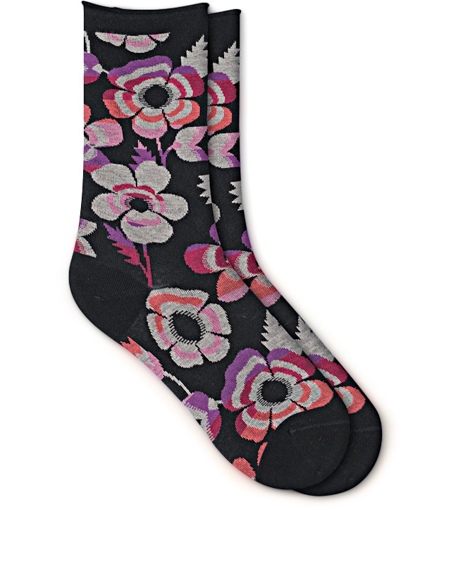 CHAUSSETTES VELOUTÉES FLEURS