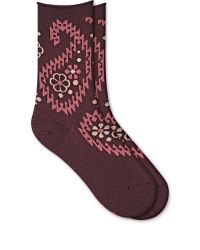 CHAUSSETTES LAINE FINE FLEURS CACHEMIRE