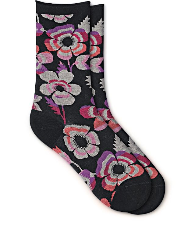 CHAUSSETTES VELOUTÉES FLEURS