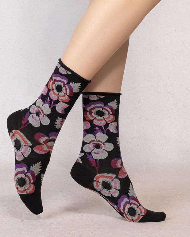 CHAUSSETTES VELOUTÉES FLEURS